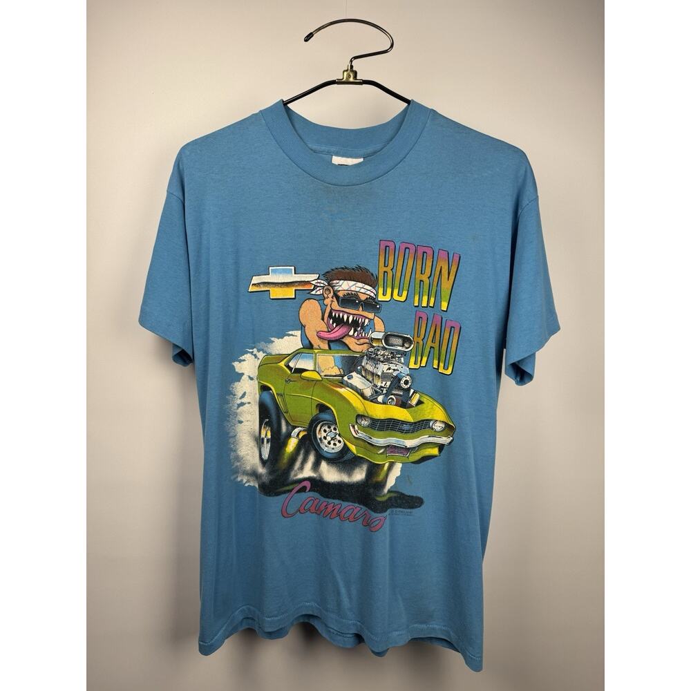 Vintage Chevy Camaro Born Bad Single Stitch Shirt SSI D. England Art Large 22x28